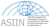 Logo: ASIIN - Akkreditierungsagentur für Studiengänge der Ingenieurwissenschaften, der Informatik, der Naturwissenschaften und der Mathematik e.V.